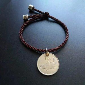 Coin bracelet chain jewelry brown lucky patron saint retro style exotic small ch